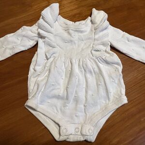 Carter's White Textured Ruffle Sleeve Bodysuit